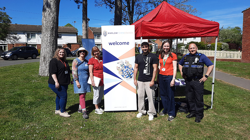 People smiling for a group picture at a Red Kite community event in Marlow