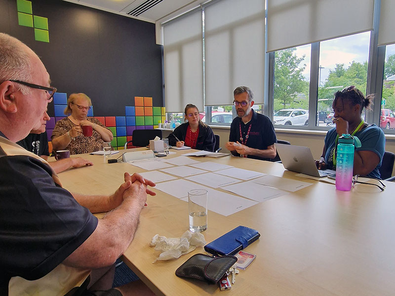 Tenant Volunteers and Communications Team members card sorting