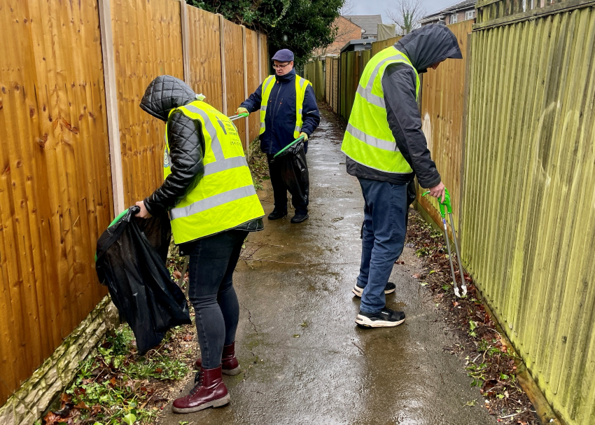 Members of the Estates Team out litter picking on the Havenfield estate