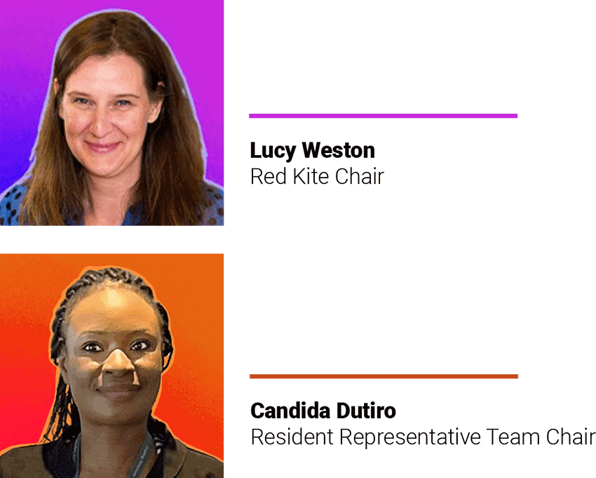 Lucy Weston, Red Kite Chair, and Candida Dutiro, Resident Representative Team Chair