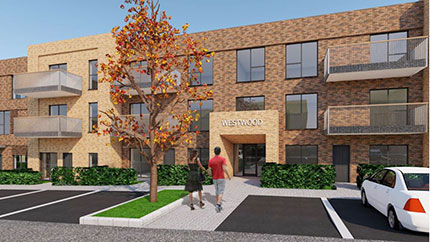 A CGI showing the entrance to the planned Westwood development in Cressex, High Wycombe