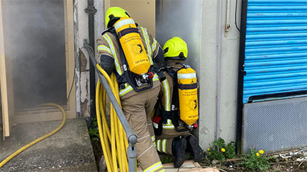 Firefighters training using breathing apparatus