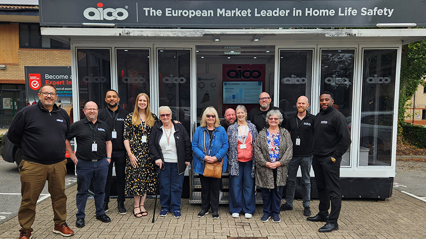 Red Kite staff and tenant volunteers visiting the Aico Roadshow Trailer