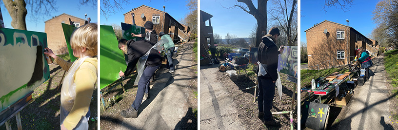 A montage of images from the Malvern Close planting day