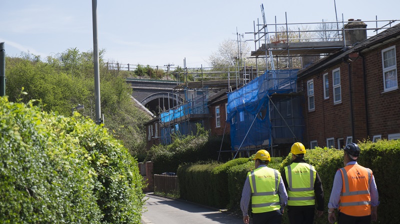 Chief Executive Trevor Morrow visiting site of improvement works