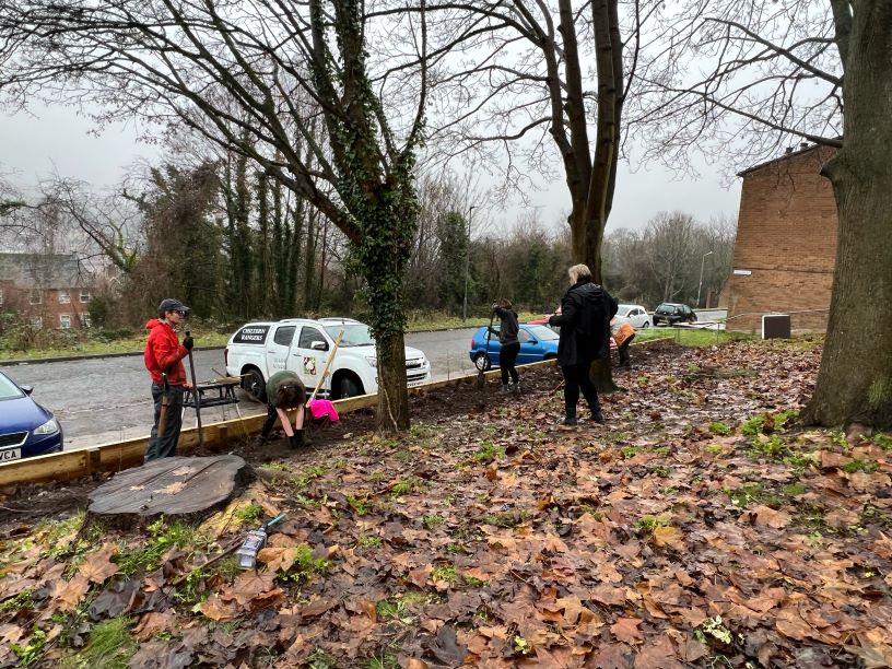 Gardening work being done at Malvern Close