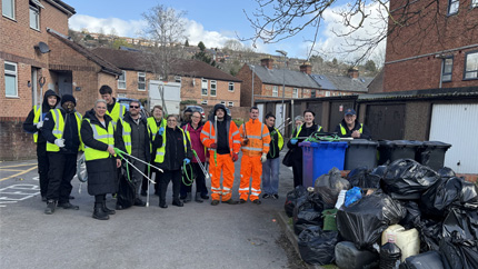 Red Kite staff with litter pickers and rubbish bags