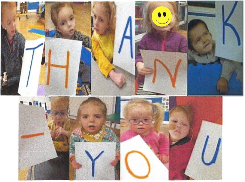 Springboard - A collage of thank yous from toddlers at a play group