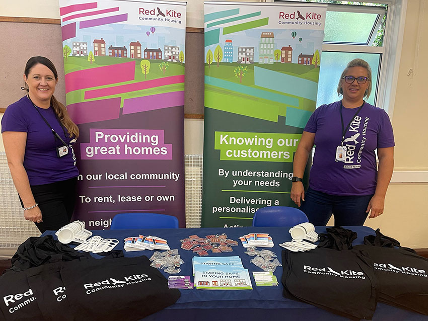 Red Kite staff members Sara-Jane and Janine on the stall at the Community Action Day in Micklefield, High Wycombe