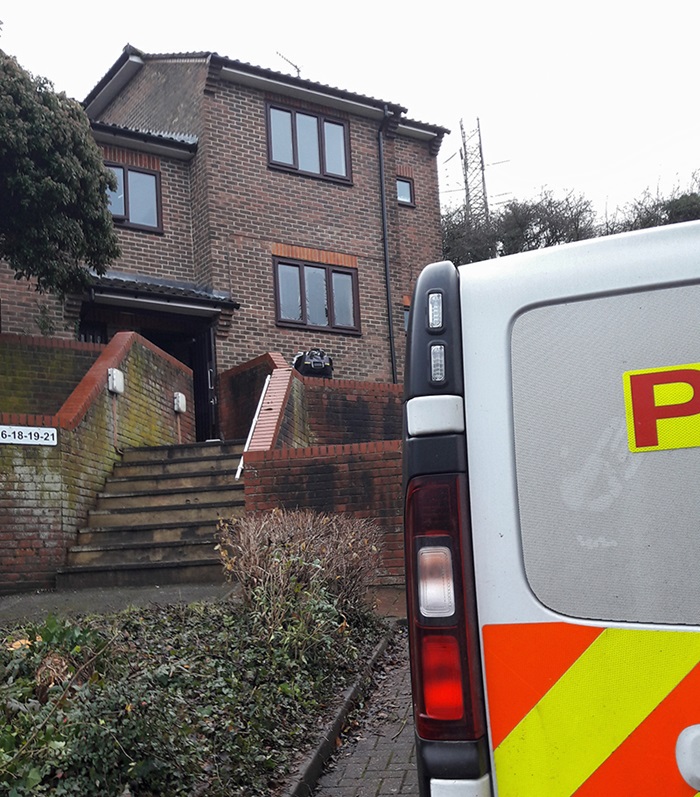 Police van outside McLellan Place