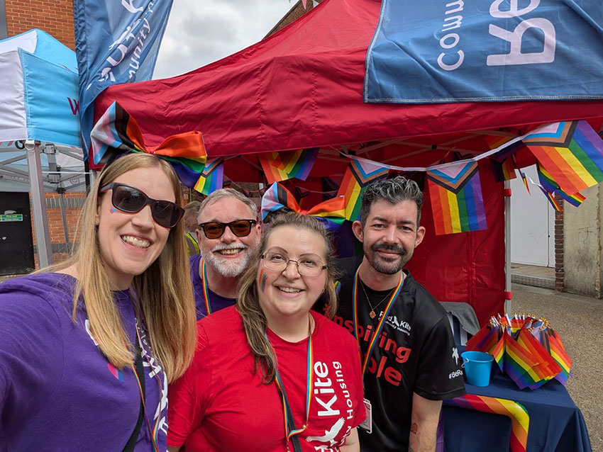 Red Kite staff members on the stall at Wycombe Pride