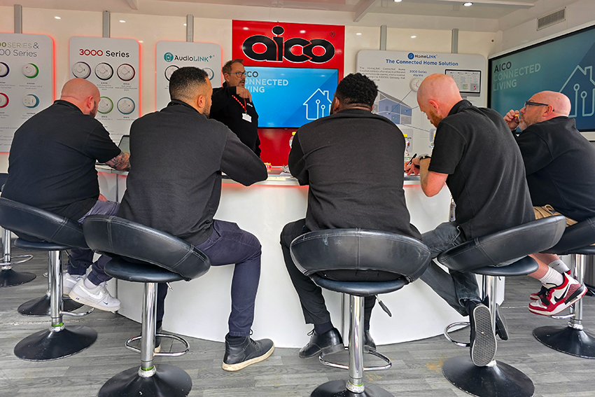 Red Kite members of staff attending a home safety information briefing in the Aico Roadshow Trailer