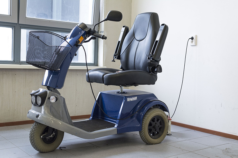 A mobility scooter on charge