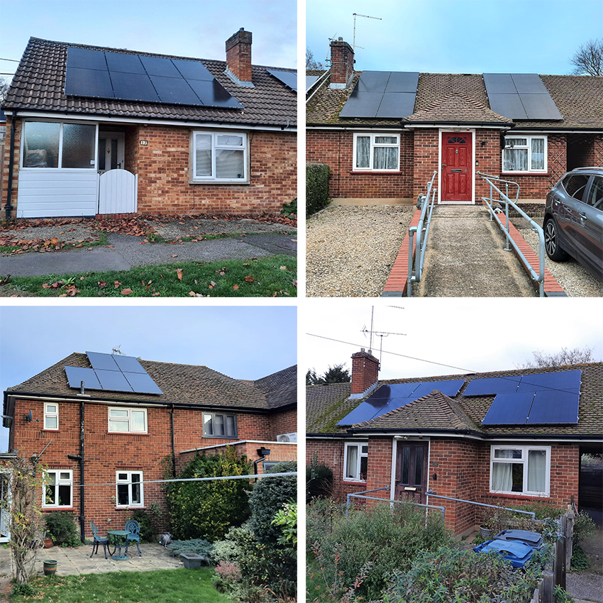Solar PV panel installations at some of our homes