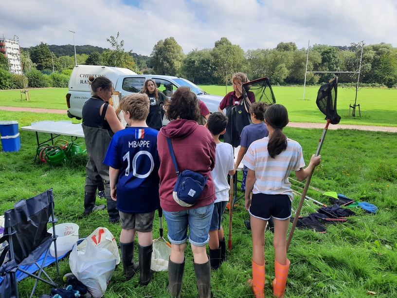 People ready to go into the River Wye