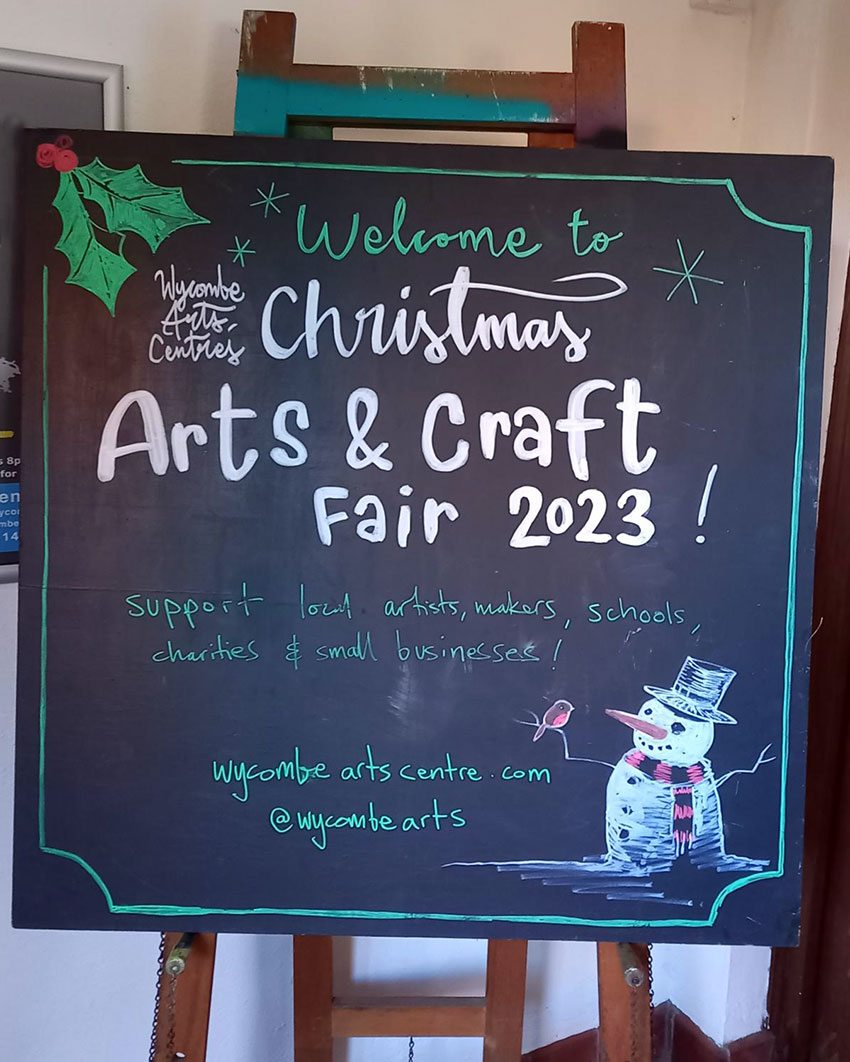 The welcome sign inside the Christmas fair