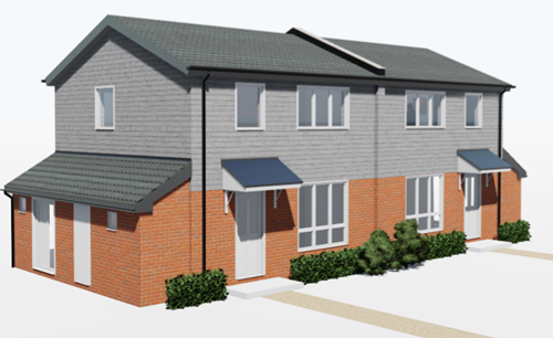 A CGI of what the British steel framed (BISF) homes in Hardenwaye, Walton Drive, Keens Close and The Quadrant, High Wycombe will look like.