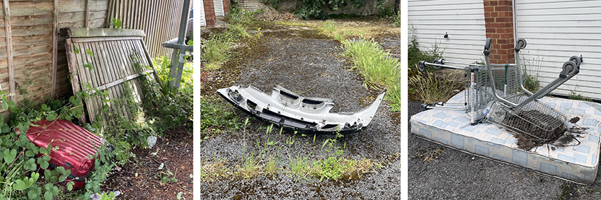 Some of the fly-tipped items found during the litter pick