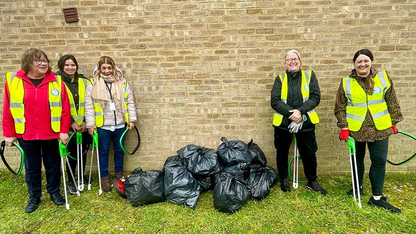 Community Team standing with the rubbish they collected