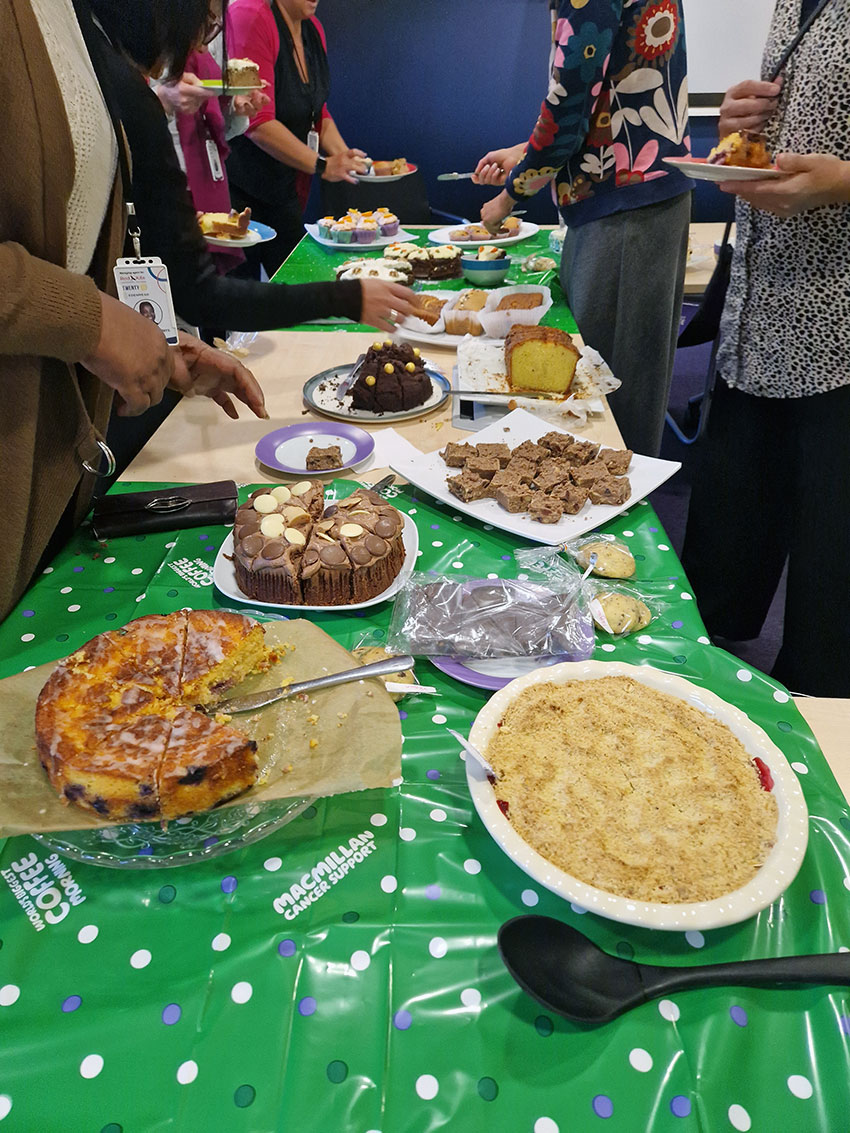 A table of cakes at the Red Kite cake sale